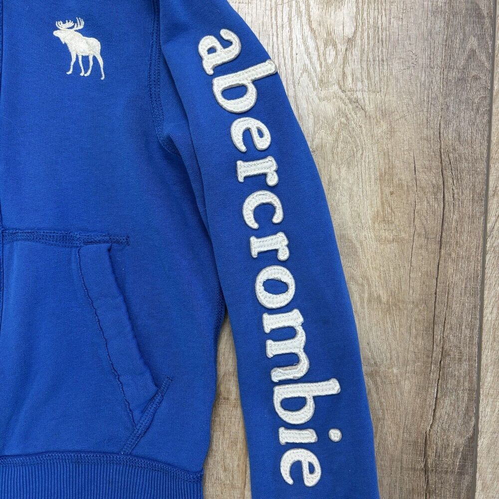 Abercrombie & Fitch Kids Blue Hoodie Muscle Size M Zip Up Cobalt - Picture 3 of 14